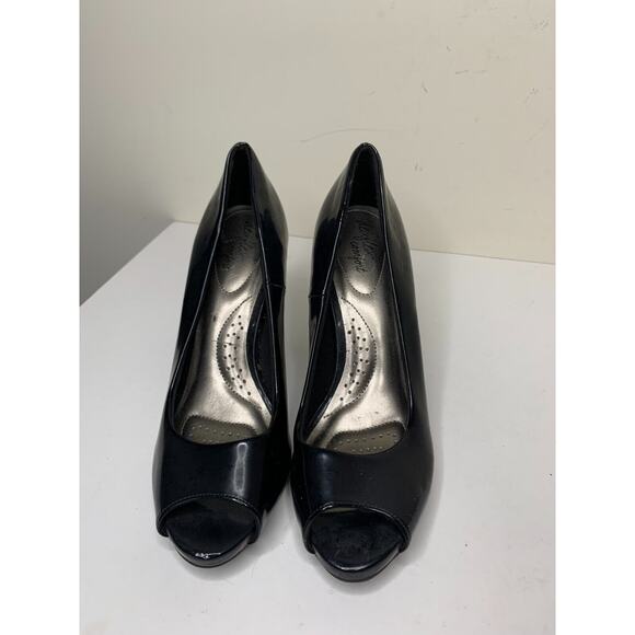 Dexflex Shoes - Dexflex Comfort Klue Womens Size 6.5 Open Toe Heel Shoes Black Shiny